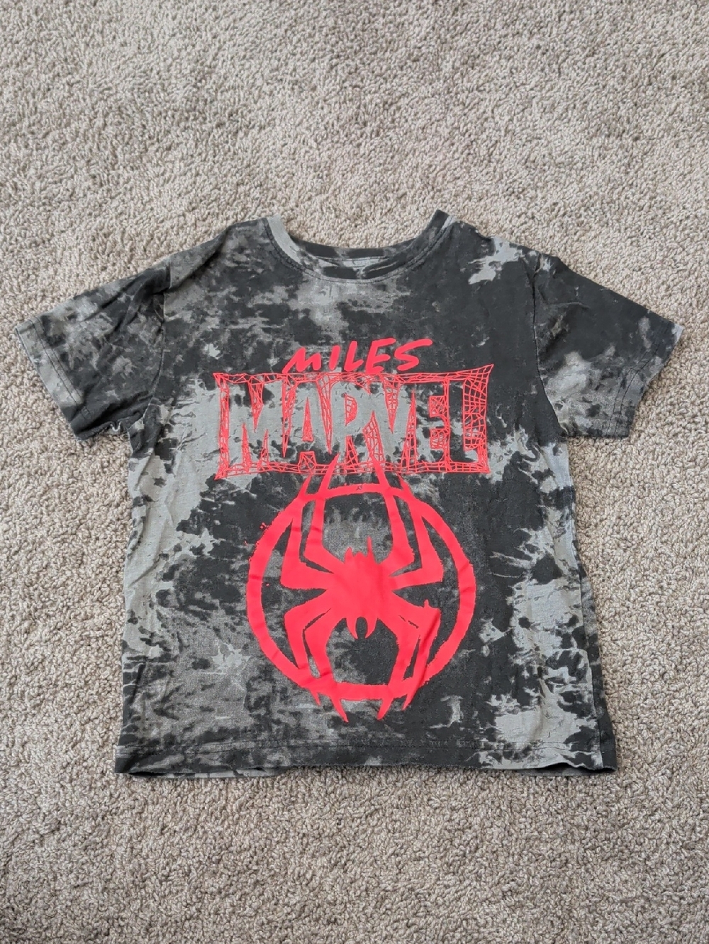 Marvel Boys Miles Morales Spider Tie-Dye Tee - Black & Red Size 7-8 Years